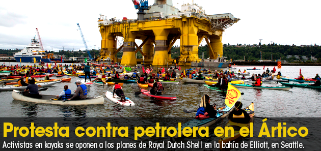 En Seattle protestan contra plataforma petrolera en el &Aacute;rtico