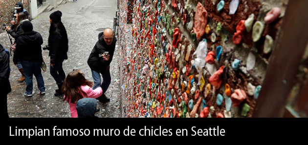 Retiran hasta 1 mill&oacute;n chicles  de famoso muro en Seattle