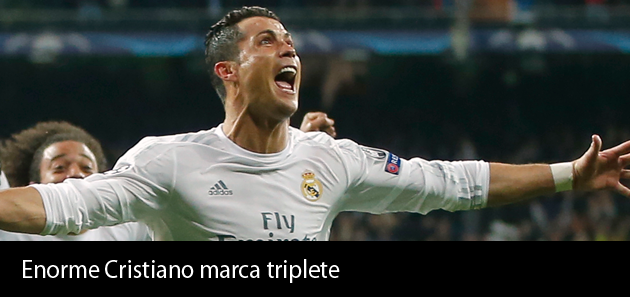 Enorme Cristiano marca triplete  y arrastra al Madrid a semis