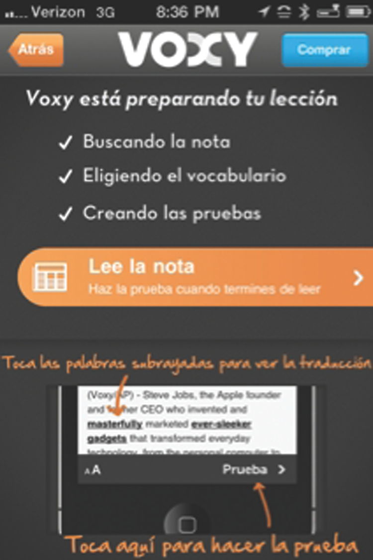 Aprenda ingles en su tel&eacute;fono Si es de lo que quiere aprender ingles Voxy es la aplicaci&oacute;n para usted.