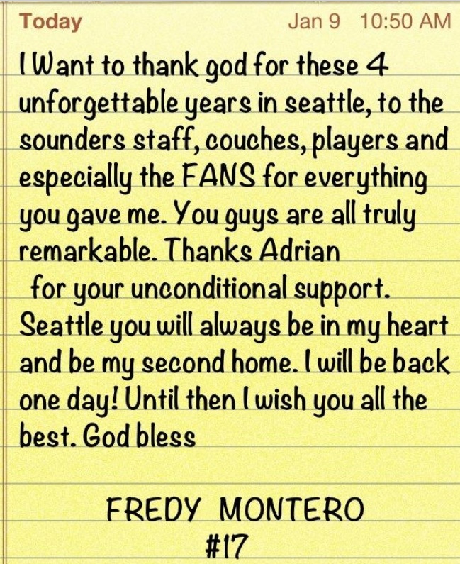 Montero confirma que se va de Sounders