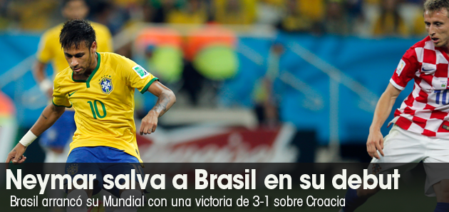 Neymar salva a Brasil en su debut