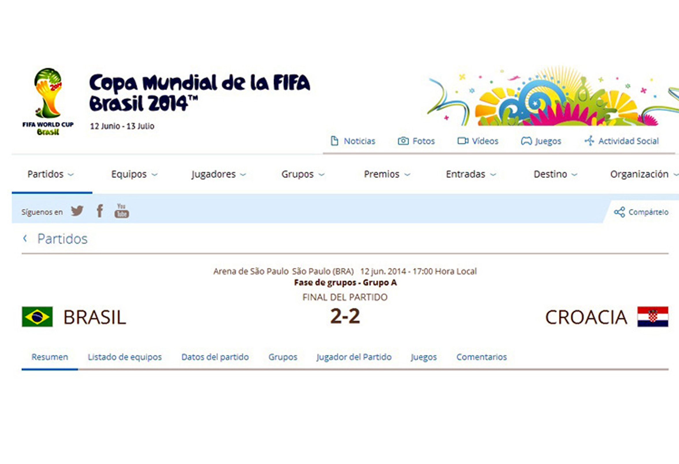 Adelanta marcador sitio web de FIFA