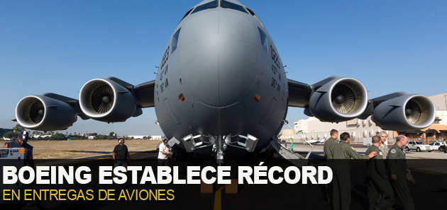 Boeing establece récord de entregas de aviones