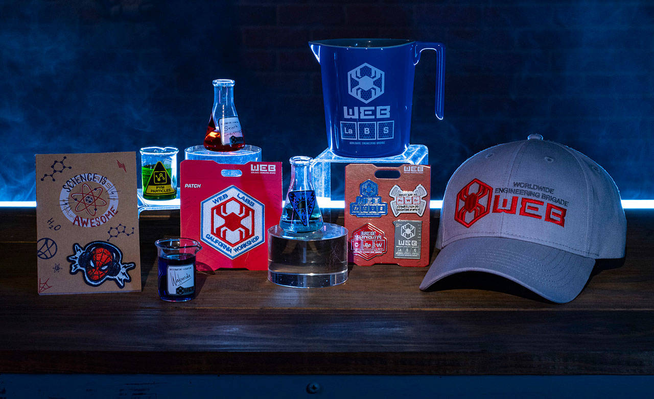 In Avengers Campus at Disney California Adventure Park in Anaheim, California, guests can commemorate their successful recruitment with a variety of household and novelty items including beaker-inspired mugs, toothpick holders, notepads, trading pins and patches. (David Roark/Disneyland Resort)