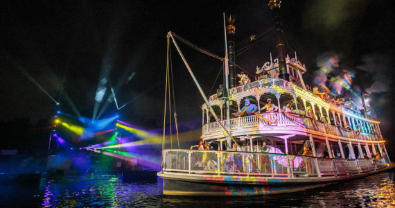 “Fantasmic!” at Disneyland Park in Anaheim, Calif., is an emotional extravaganza of colorful Disney animated film images, choreographed to an exciting musical score. The waters of the Rivers of America come alive as Mickey Mouse’s power of imagination enables him to create fantastic events and images as seen in beloved Disney classic films like “Fantasia,” “The Jungle Book,” “The Little Mermaid” and more. (Richard Harbaugh/Disneyland Resort)